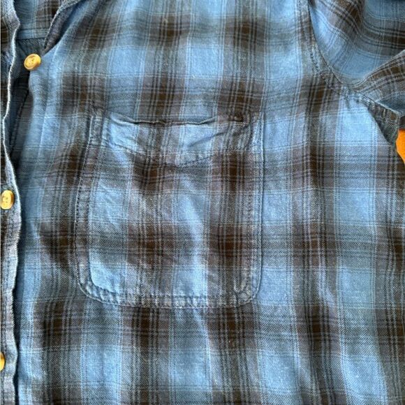 American Eagle boyfriend lightweight flannel button down button sleeve sz M - Picture 14 of 14